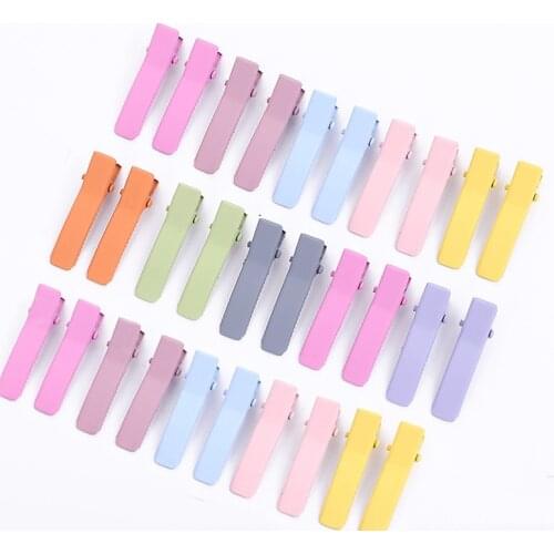 10pcs 3.5cm Colorful Metal Hair Clip Bezel Base Hairpins Crocodile Duckbill Clip Barrettes For DIY Jewelry Making Hair Accessory