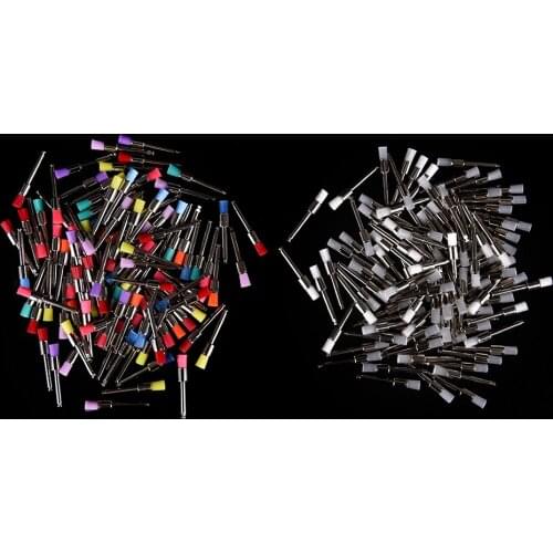 100Pcs/lot 4cm Brush Head With Box Dental Lab Nylon Latch Small Taper Polishing Polisher Prophylaxis Brushes Dentist Products