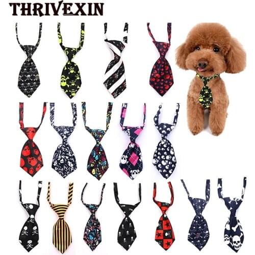 16pcs Halloween Pet Dog Tie Puppy Bow Tie Adjustable Dogs Collar Bowties for Dogs Pet Cat Supplies Accessories Necktie Bowtie