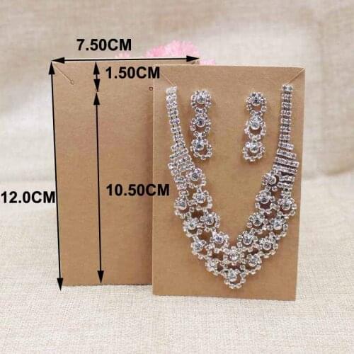 200pcs large necklace with earring set packing tag card brown/kraft cardboard necklace set display tag card custom cost extra
