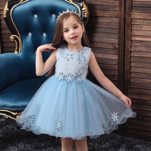 2020 Beautiful Flower Baby Princess Flower Dress Princess Mesh Pure Color Dress Wedding Party Flower Girl Dress