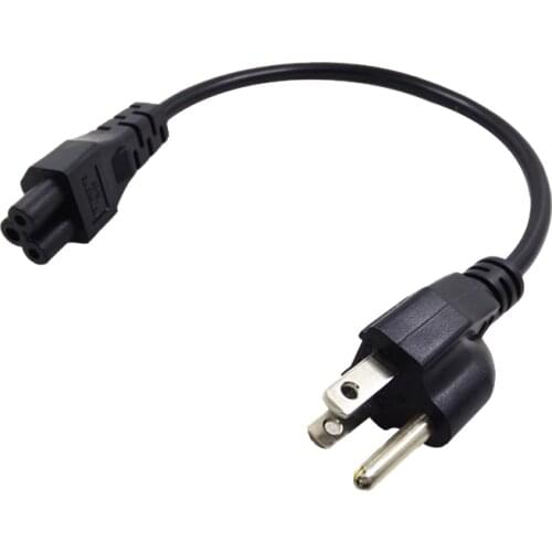 NEMA 5-15P 3pin male plug to IEC 320 C5 IEC320 Cloverleaf short AC Power cable cord 20CM For AC Adapter Laptop Notebook