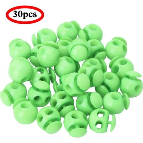 30 Plastic Toggle Spring Loaded Double-Hole Cord Locks Stop Sliding Fastener Stopper Drawstring Rope Lanyard Cord End Ball Locks