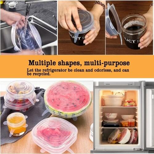 6pcs Universal Silicone Suction Lid-bowl Pan Cooking Pot Lid-silicon Stretch Lids Silicone Cover Pan Spill Lid Stopper Cover