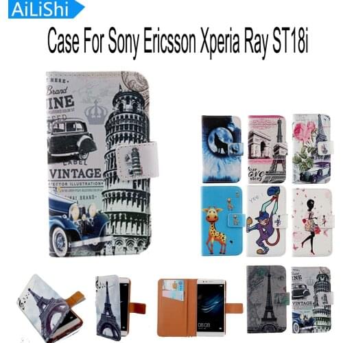 AiLiShi Accessory New Cartoon Flip Protective Back Cover Skin Pouch PU Leather Case For Sony Ericsson Xperia Ray ST18i Case