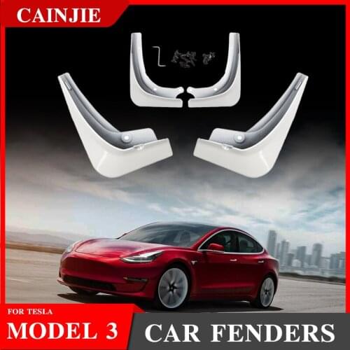 For Tesla Model 3 2021 fenders Mud Flaps Guard Fender Front Rear Wheel Mudguard Tesla Carbon fiber pattern ABS Accessories