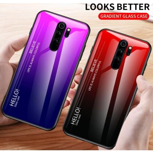 For Xiaomi Redmi Note 8 Pro Case Luxury Hard Tempered Glass Gradient Protective Back Cover case For xiaomi redmi note 8 8pro