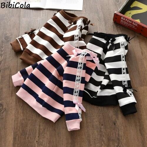 Kids Girls Sweaters Clothes Baby Toddler Warm Sweater Coats Children Cartoon Stripe Printing Tops Wool Pullovers Clothing