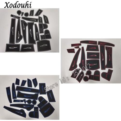 For Hyundai Kona Encino Kauai 2017 2018 2019 2020 Car Inner Groove Gate Slot Armrest Storage Rubber Non-slip Mat Door Pad Cup