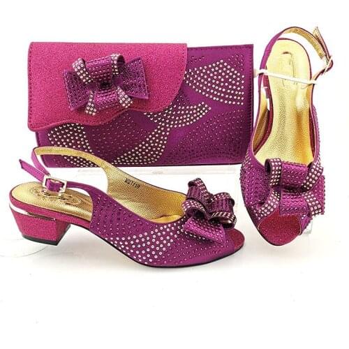 Doershow African Shoes And Bag Matching Set With magenta Hot Selling Women Italian Shoes And Bag Set For Party Wedding! HYD1-11