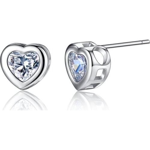 Elegant Hollow Heart-shaped Zircon Crystal Heart Rhinestone Stud Earrings