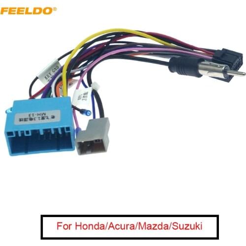 FEELDO 16-pin Car Android Aftermarket Stereo Wiring Harness Adapter For Honda/Acura/Mazda/Suzuki Original Stereo Wiring Harness