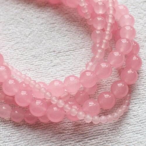 Smooth 4-14mm Light Pink Jades Round DIY Jewelry Making Loose Beads 15"