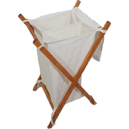 Blue Energy Wood Folding Laundry Basket Dirty Clean Laundry Basket