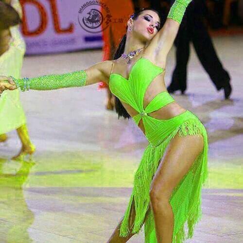 New style latin dance costume sexy stones tassel latin dance dress for women latin dance competition dresses A35 S-4XL