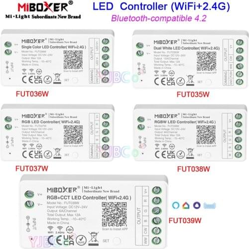 Miboxer 2.4G WiFi RGB LED Controller Bluetooth-compatible 4.2 DC12V 24V Max 12A dimming/CCT/RGB/RGBW/RGB CCT Light Dimmer