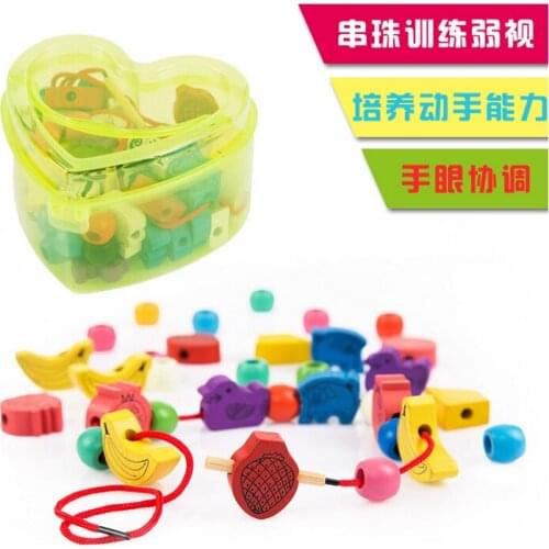 N143 Free shipping Green Wooden Wooden Heart Animals Fruit Beaded Threading Styles Random Hair