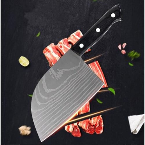 Chinese Style Laser Patterned Elbow Head Stainless Steel Kitchen Knife Slicing Meat Cut Vegetbable Fish Sashimi Knives Cleaver
