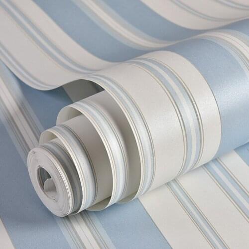 Beibehang blue wallpaper non-woven living room bedroom warm childrens room modern simple pink vertical striped wallpaper