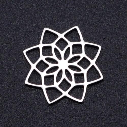 5pcs/lot Stainless Steel Lotus Flower Connector Charm Pendant Wholesale Jewelry Making Charms Accept OEM Order Top Quality