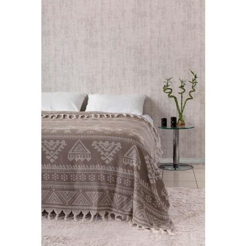 Wagonic Elephant Patterned Double 100% Cotton New Season Cute Bedspread Jacquard 100% Cotton 200x230 Cm VS-YO-FIL