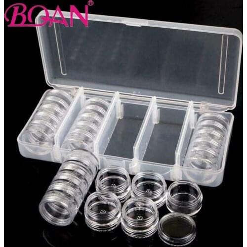 BQAN Transparent Empty Nail Art Tip Glitter Boxes Storage 25 Compartments Rhinestone Case Organizer Jewelry Holder Removable