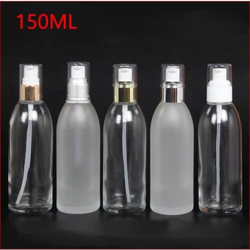 150ml frosted/clean empty glass bottle w lotion/ spray mist pump Essential Oil cosmetic container Refillable Perfume Dispenser
