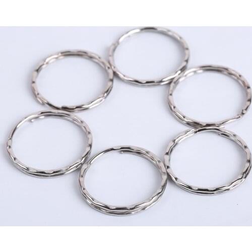 10Pcs/Lot 25mm Embossing Split Rings For Jewelry Keychain Making Supplies Key Chains Connecter Jump Rings Clasps