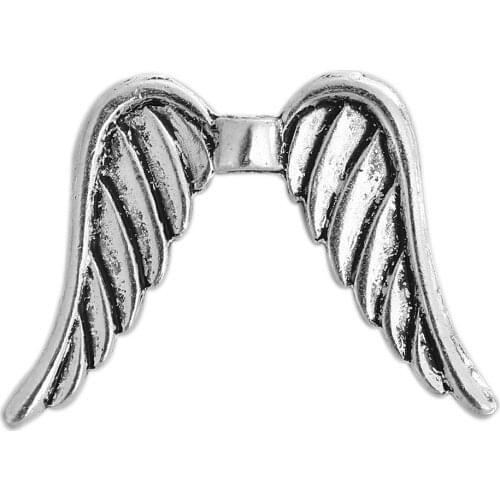 Zinc Based Alloy Spacer Beads Wing Silver Color 32mm(1 2/8") x 24mm(1"), Hole: Approx 2.2mm, 10 PCs