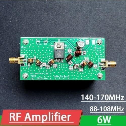 RF Power Amplifier 6W FM 88-108MHz 140-170MHz DC 12v for VHF Ham Radio AMP WTIH heat sink