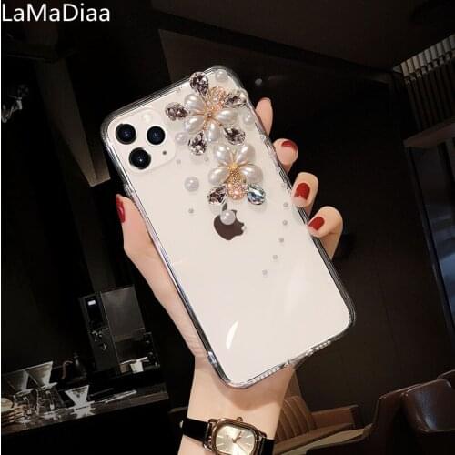 Luxury Bling Crystal Pearl Diamond Gem Flower Case Cover For HuaweiP8 P9 P10 P20 P30 P40 PLUS Lite Mate10 20 30 Pro Lite Case