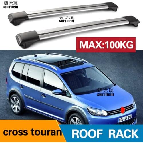 SHITURUI 2Pcs Roof Bars for VOLKSWAGEN Cross TOURAN (1T3) 2008+ Aluminum Alloy Side Bars Cross Rails Roof Rack Luggage