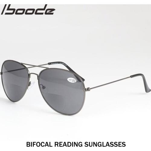 Iboode Bifocal Reading Sun Glasses For Women Men Unisex Far Near Reading Presbyopia Sunglasses With Diopter +1.0 to +3.5 Oculos