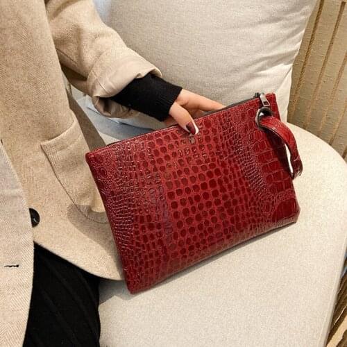 New Crocodile Grain Clutch Bag For Women PU Leather Lady Handbag Elegant Envelope Evening Bag Design Clutches Bag torebka damska