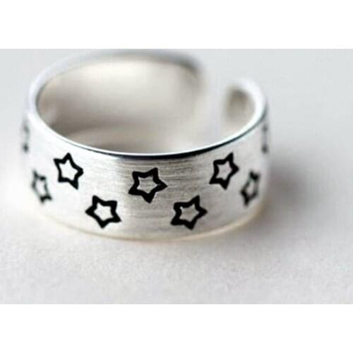 Vintage 925 Sterling Silver Rings Adjustable Star Finger Ring For Women Wedding Jewelry Bijoux Femme JZ421