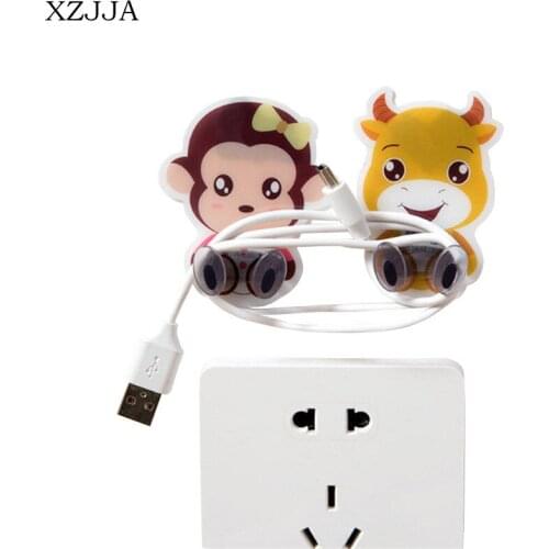 XZJJA 3PCS Creative Cartoon Adhesive Hook Home Office Wall Power Plug Socket Holder Hook Powerful Paste Type Power Cord Hooks