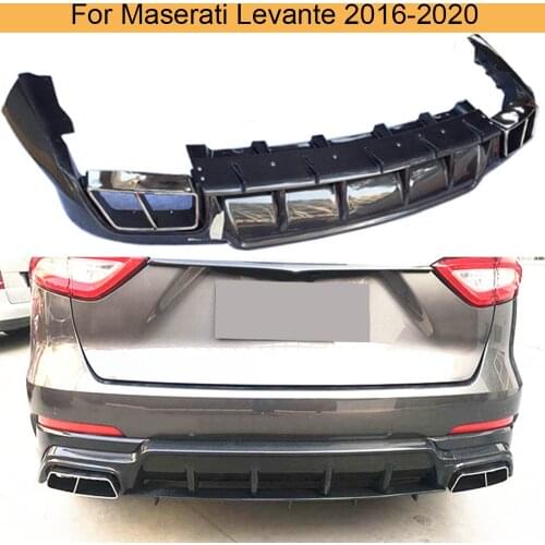 Carbon Fiber Car Rear Diffuser Lip For Maserati Levante 2016-2020 Car Rear Bumper Diffuser Lip Spoiler Guard with Exhaust Tips