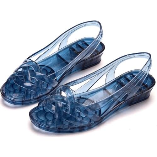 Women Clogs Jelly Sandals Non-slip 2021 Summer Female Wedge Slippers Peep Toe Shoes Lady Girls Cool Hollow EVA Garden Sandals