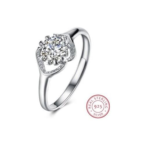 S925 Sterling Silver Female Wedding Ring Classic 1.5ct Zircon Silver Jewelry Fashion Love Heart Bague ESH-R0019