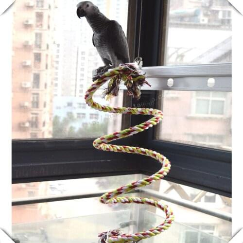 2meters ROPE COIL PERCH SWING WITH BELL -Squirrel Parrot Toys &Parts for medium and large birds