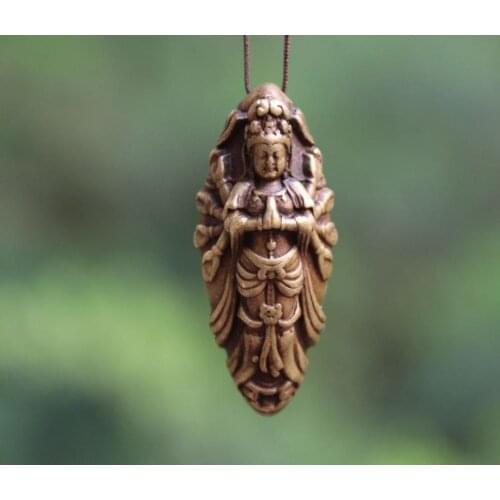 5 CM Tibet 100% Pure Bronze Buddha Kwan-yin Guanyin Bodhisattva Amulet Pendant