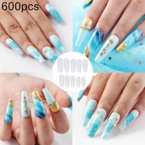 600Pcs Clear/Natural Long Ballet False Nail Tips Fingernail DIY Manicure Decor накладные ногти