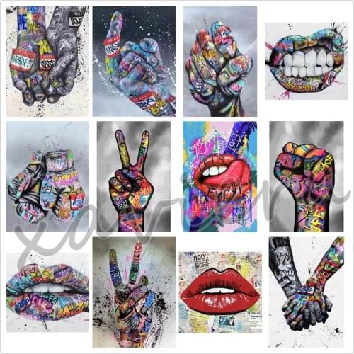 Xaviera 5D Diy Diamond Painting Sexy Lips Graffiti Full Square Drill Mosaic Embroidery Hand Art Picture Rhinestone Cross Stitch
