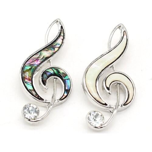 New Natural Shell Brooch Pin With Carved Lifelike Musical Notes Shape Brooch for Music Enthusiast Jewelry Gift 23x5mm