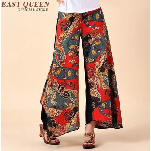 Linen pants women traditional chinese clothing boho style summer pants for women wide leg pants free size AA2552 YQ