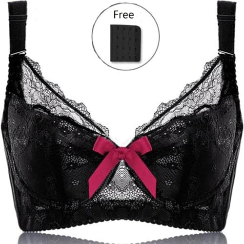 Womens Push Up Bras Full Coverage Soft Cup Underwire Lightly Lined Lace Embroidery Minimizer Bra Female Lingerie 38 40 F G H I J
