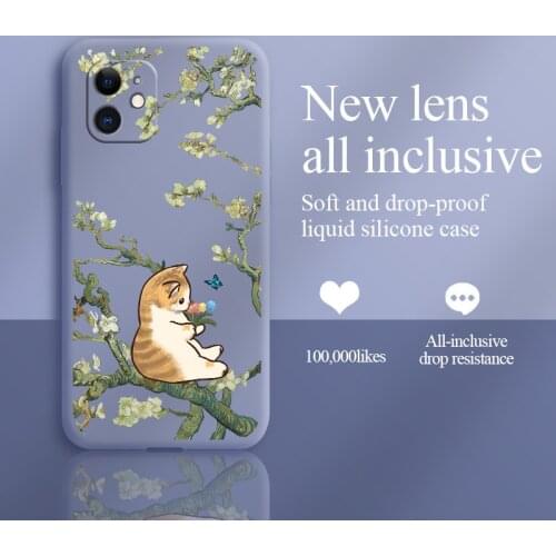 Round Cat Phone Case For iPhone 12 Pro Max 11 X XS XR XSMAX SE2020 8 8Plus 7 7Plus 6 6S Plus Liquid Silicone Cover