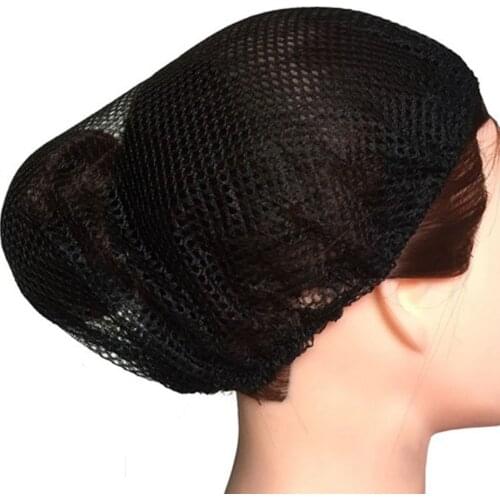 12 Pcs Disposable Mesh Cap Black Hair Net Caps Elastic Free Size Head Covers for Cosmetics Kitchen Cooking Home Industries Hospi