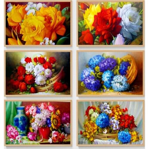 Flowers Needlework Diy Diamond Painting Kit Diamond Embroidery Plant Full Rhinestone Pink Rose Cross Stitch Diamond Painting