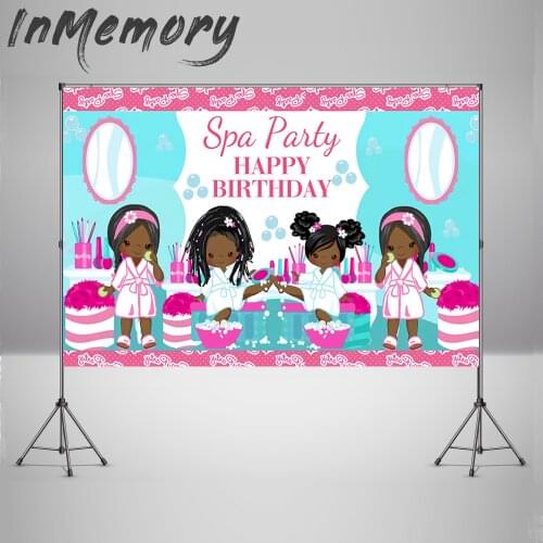 Photo Backdrop Props Girls Party Pink theme Bubble Pajamas Spa Birthday Decor Photography Background Banner Table Supplies